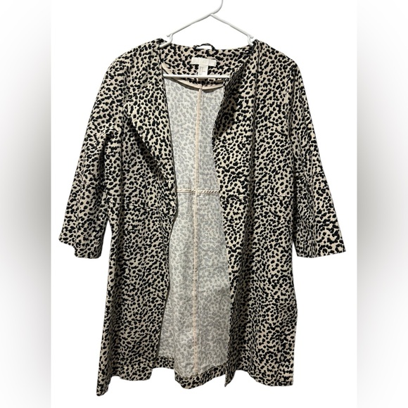 H&M leopard print open front jacket with 3/4 sleeves | SZ 8 med - Picture 2 of 8